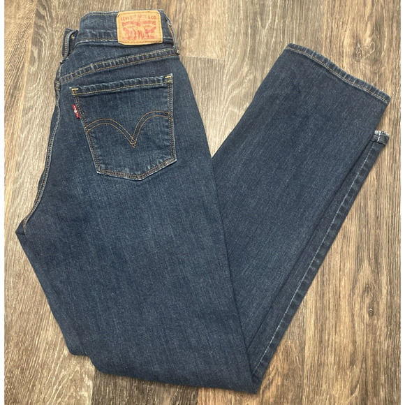 Levi's 505 Straight Women's Size 6 Jeans Dk Wash Denim Classic 90's Lt distress - Picture 1 of 11